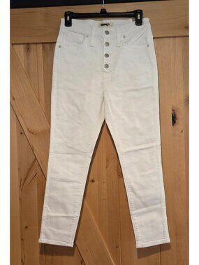 New! Madewell Women's 27 Petite 10" High-Rise Skinny Crop Jeans White Button Fly